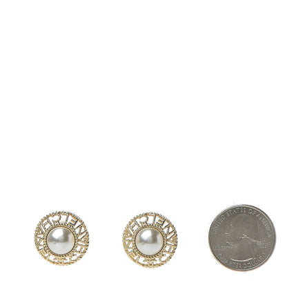 Chanel Pearl CC Round Rope Logo Earrings Gold 2 of 4