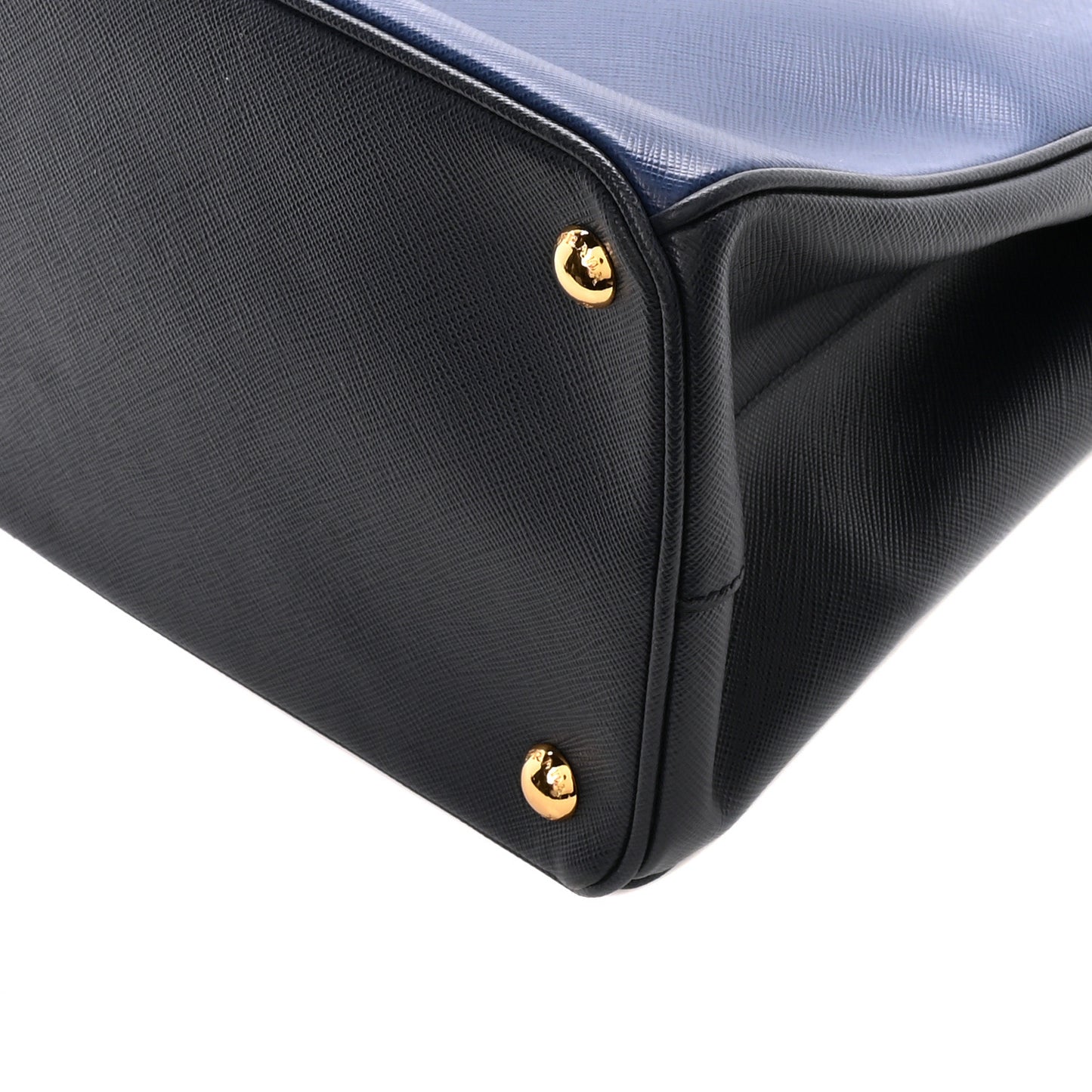Saffiano Lux Bi-Color Medium Galleria Double Zip Tote Bluette Black