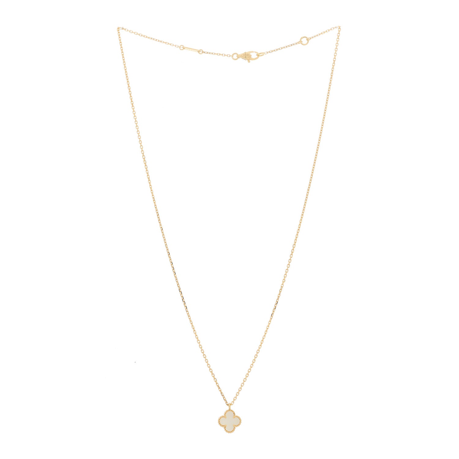 Van Cleef & Arpels 18K Yellow Gold Mother of Pearl Sweet Alhambra Pendant Necklace 3 of 6