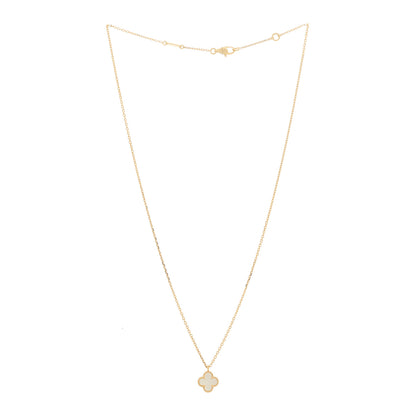 Van Cleef & Arpels 18K Yellow Gold Mother of Pearl Sweet Alhambra Pendant Necklace 3 of 6