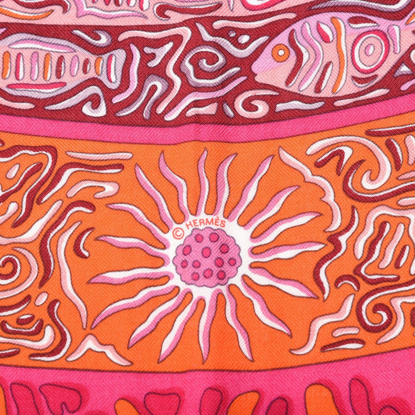 Cashmere Silk La Legende Du Poisson Shawl 140 Corail