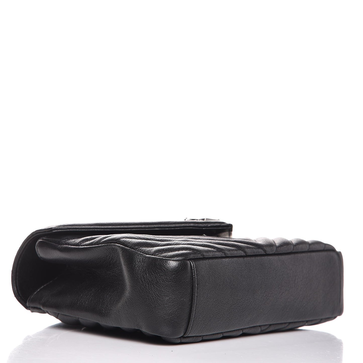 Sheepskin Matelasse Chevron Monogram Medium College Bag Black