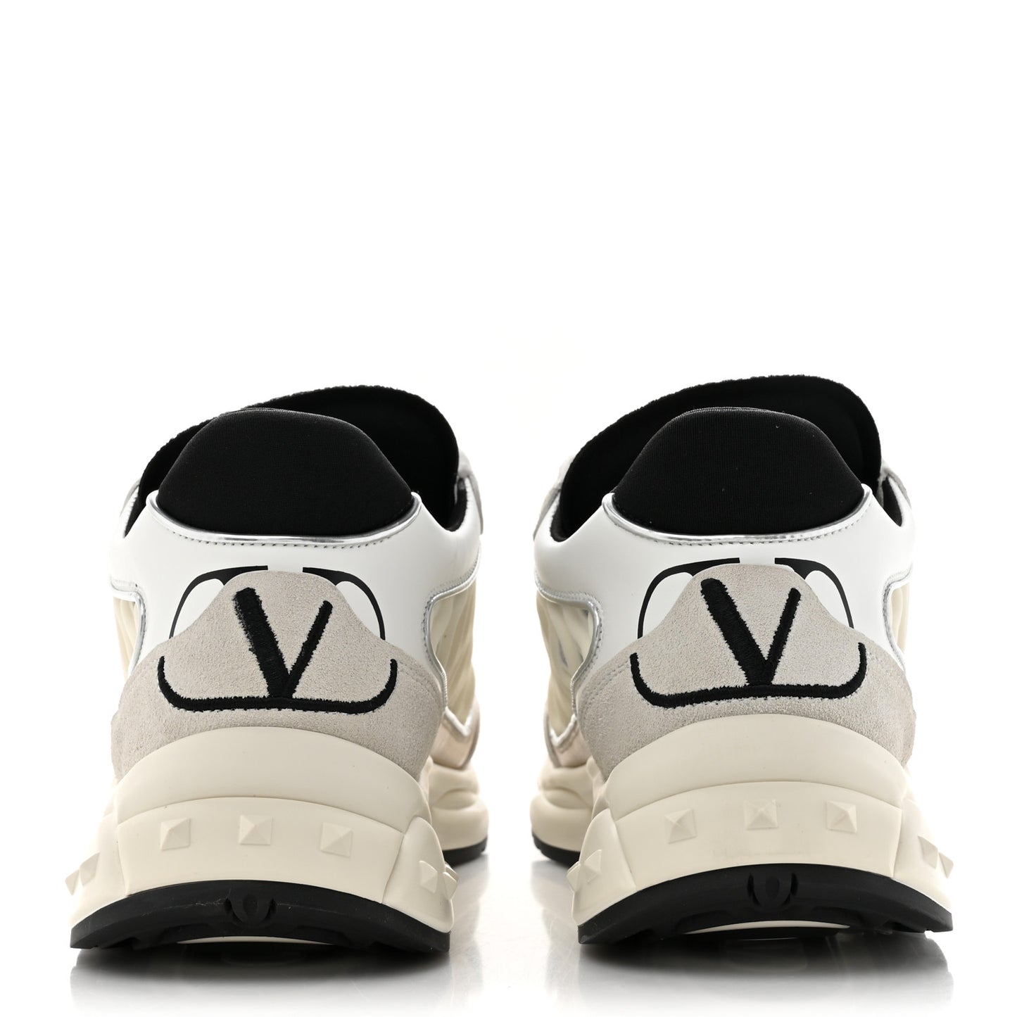 Suede Neoprene Mesh Womens Ready Go Runner Sneakers 40.5 Light Ivory Black