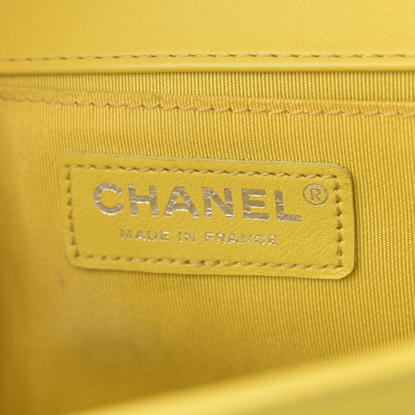 Calfskin Chevron Quilted Medium Boy Flap Yellow