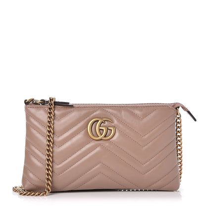 Gucci Calfskin Matelasse Mini GG Marmont Chain Bag Porcelain Rose 1 of 8