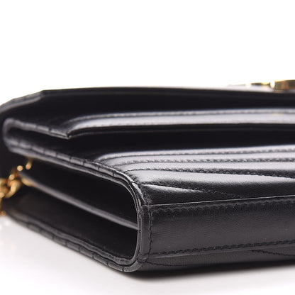 Saint Laurent Lambskin Matelasse Chevron Monogram Sulpice Chain Wallet Black 6 of 9
