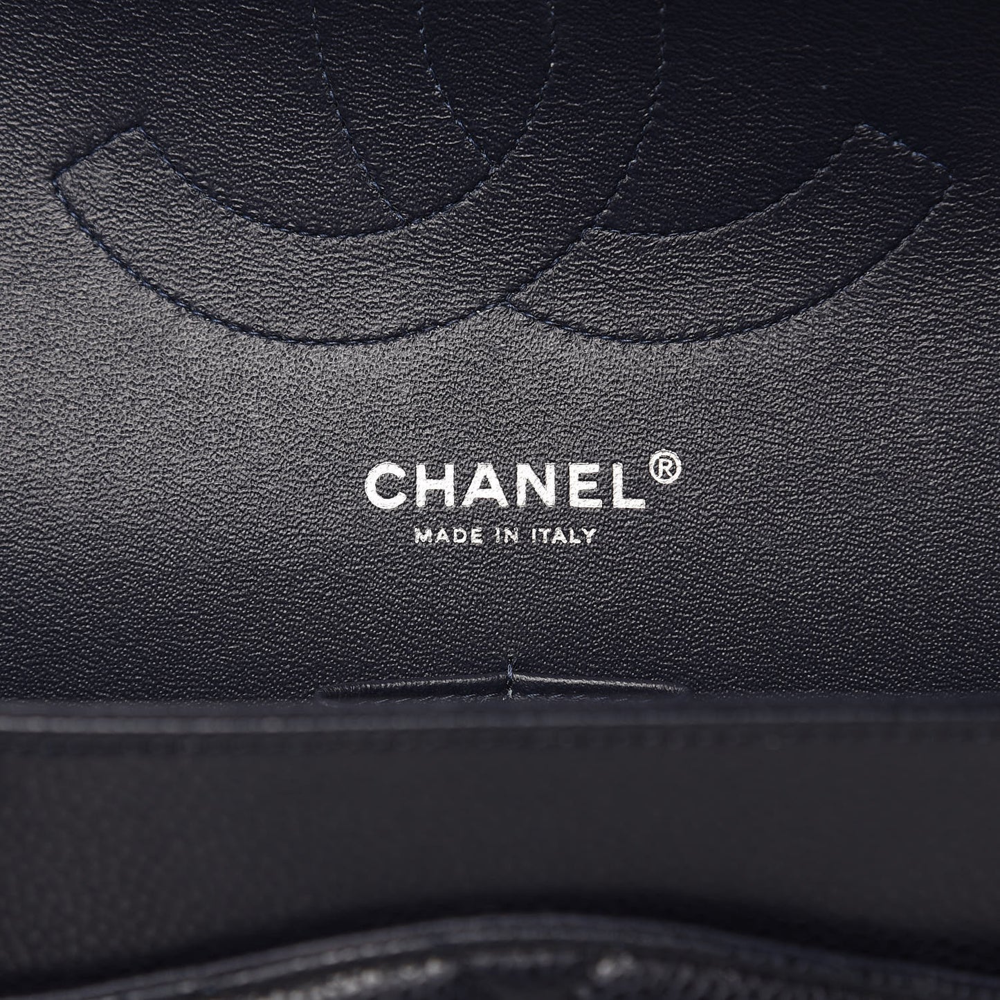 Caviar Quilted Jumbo Double Flap Navy Blue