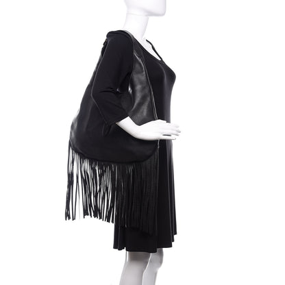 Gucci Calfskin Large New Jackie Nouveau Fringe Hobo Black 2 of 11