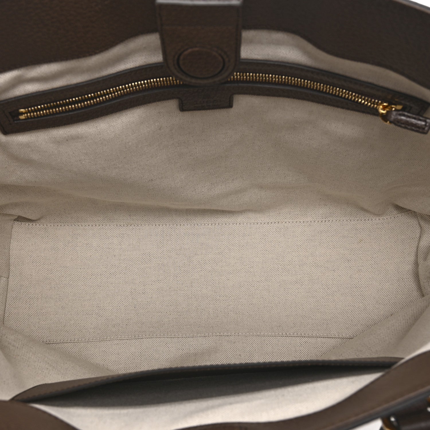 Gucci Monogram Jumbo GG Textured Dollar Calfskin Web Medium Ophidia Shopping Tote Camel Ebony 5 of 11
