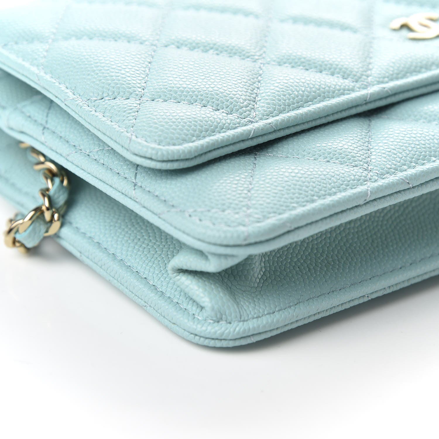 Chanel Caviar Quilted Wallet On Chain WOC Light Blue 9 of 10