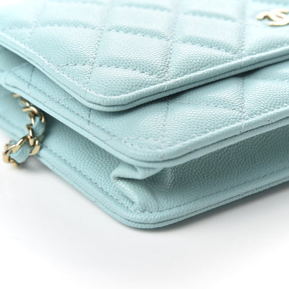 Chanel Caviar Quilted Wallet On Chain WOC Light Blue 9 of 10