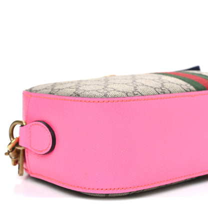 Gucci GG Supreme Monogram Textured Dollar Calfskin Web Ophidia Small Crossbody Bag Beige Ebony Fuchsia 9 of 10