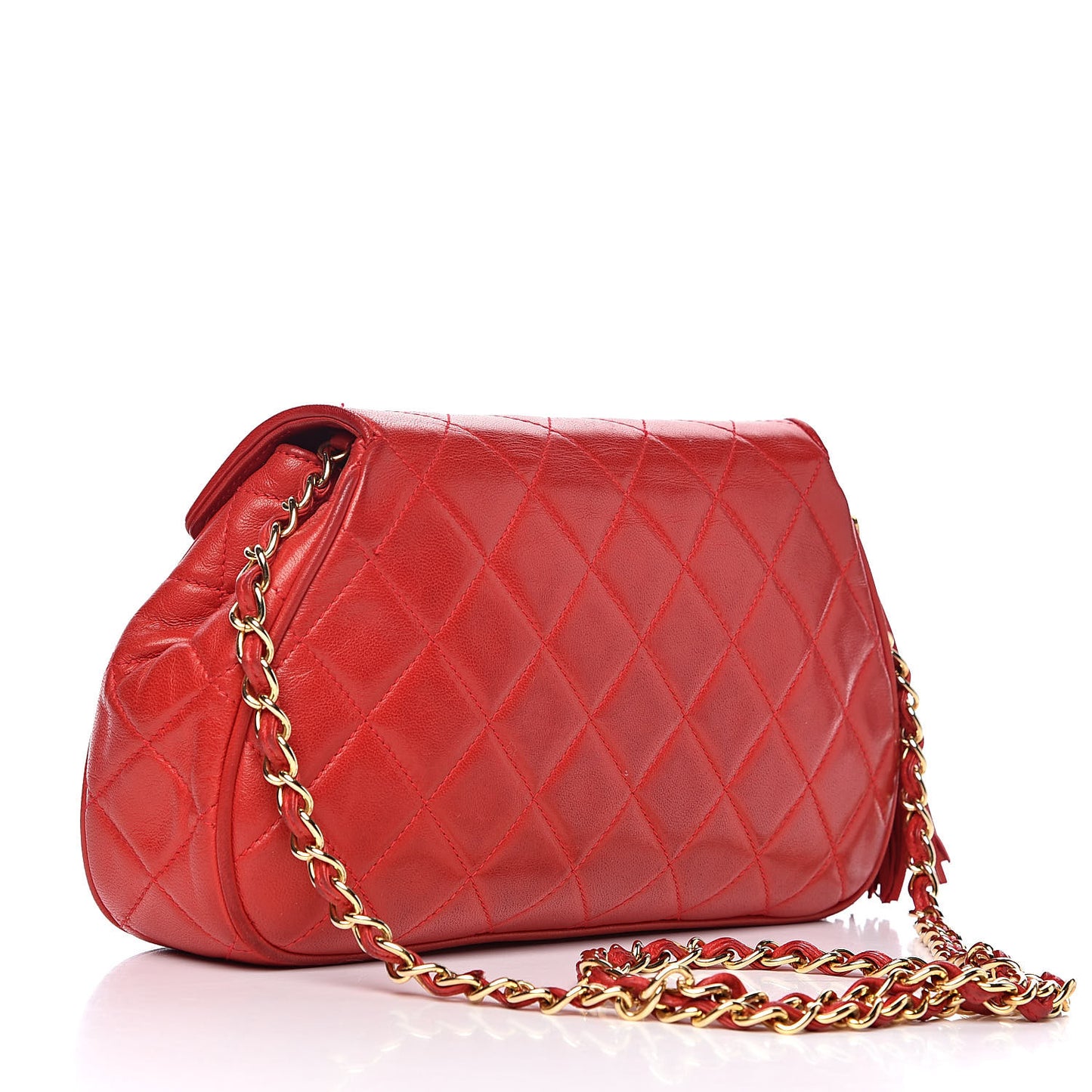 Lambskin Quilted CC Tassel Flap Red