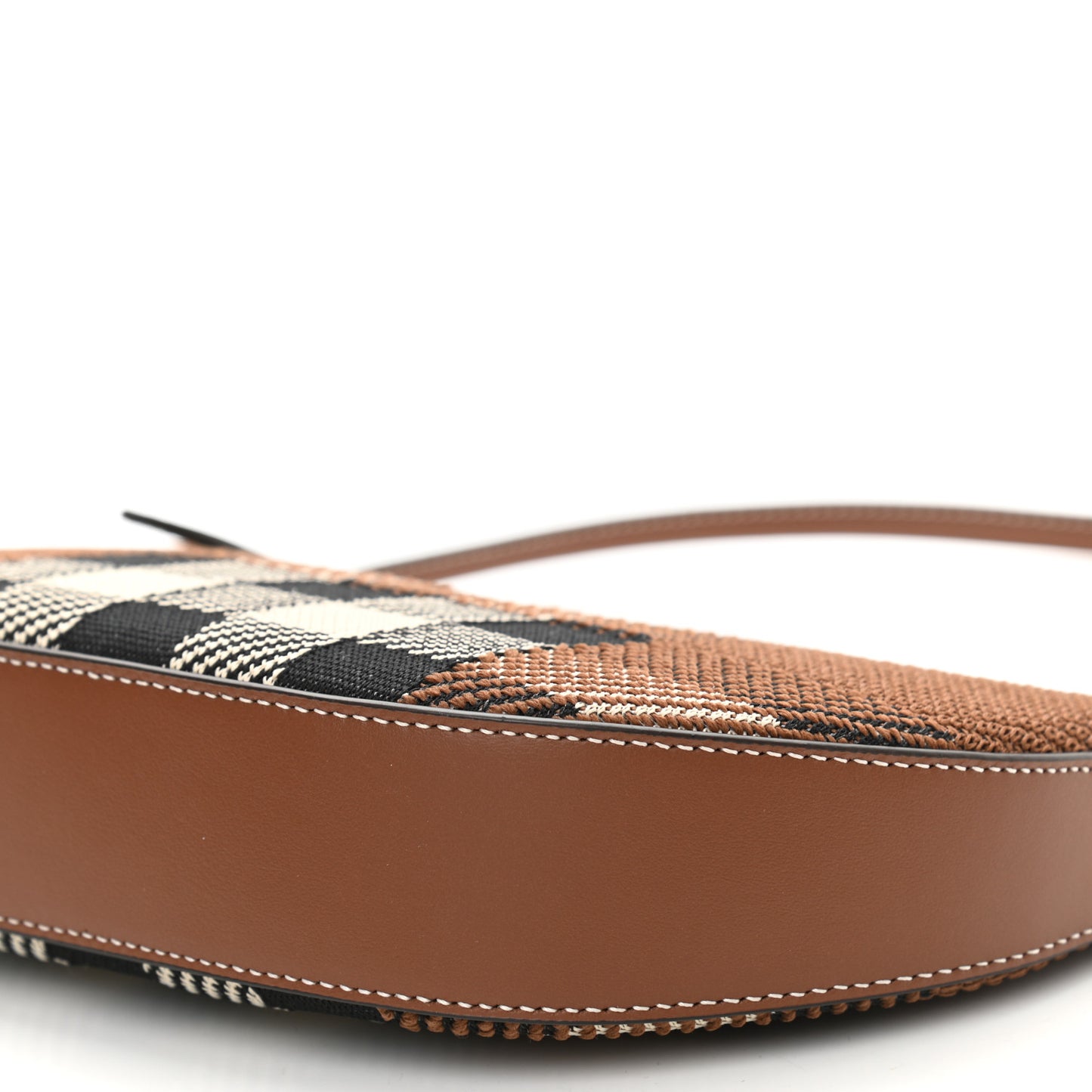 Canvas Calfskin Check Knitted Small Olympia Birch Brown