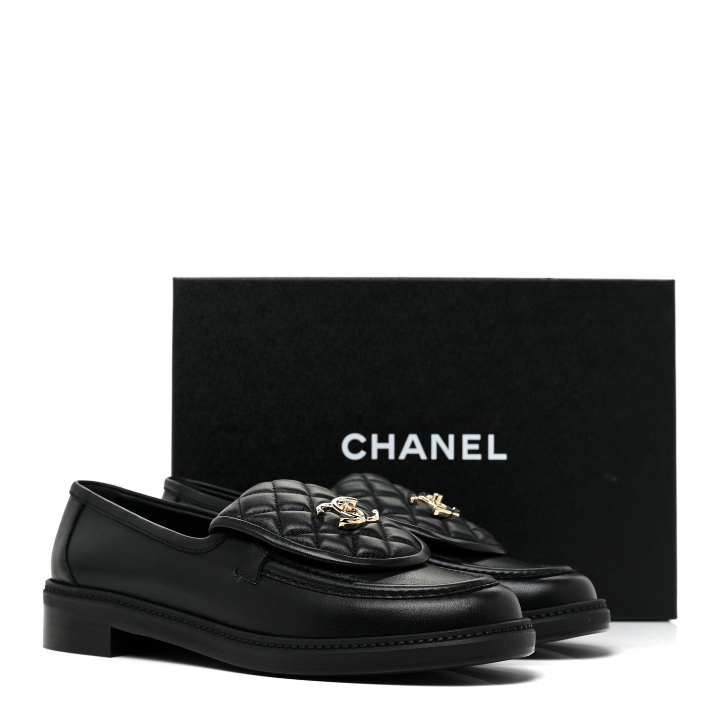 Lambskin Quilted CC Turnlock Loafers 41 Black