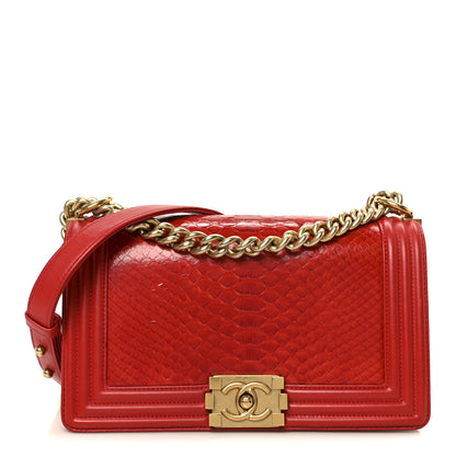 Chanel Snakeskin Medium Boy Flap Red 1 of 10