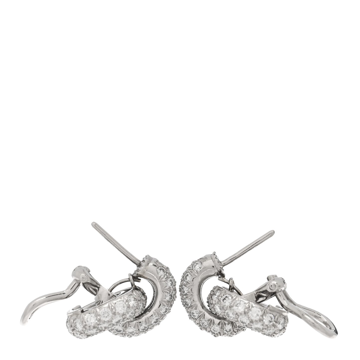 Platinum Diamond Pave Link Earrings