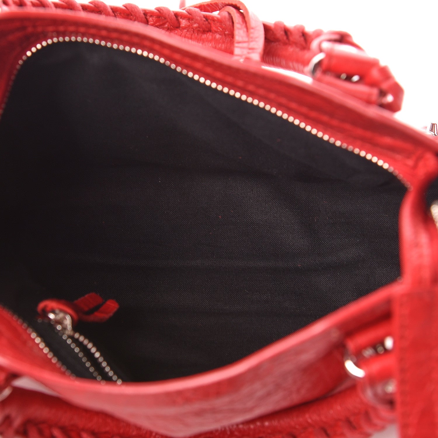 Balenciaga Agneau Classic Silver Hardware Mini City Logo Strap Red Black 5 of 8