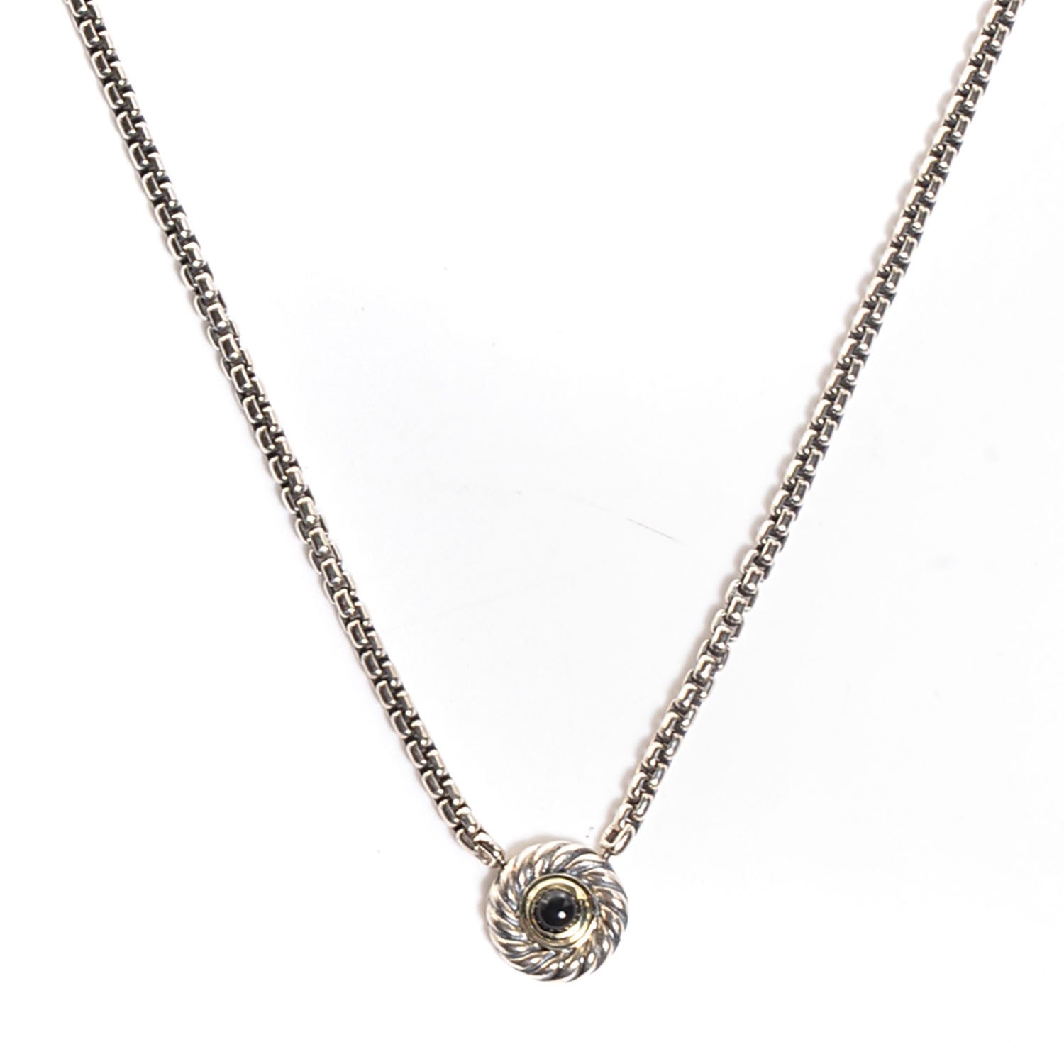 David Yurman Sterling Silver 14K Gold Black Onyx Pendant Necklace 1 of 5