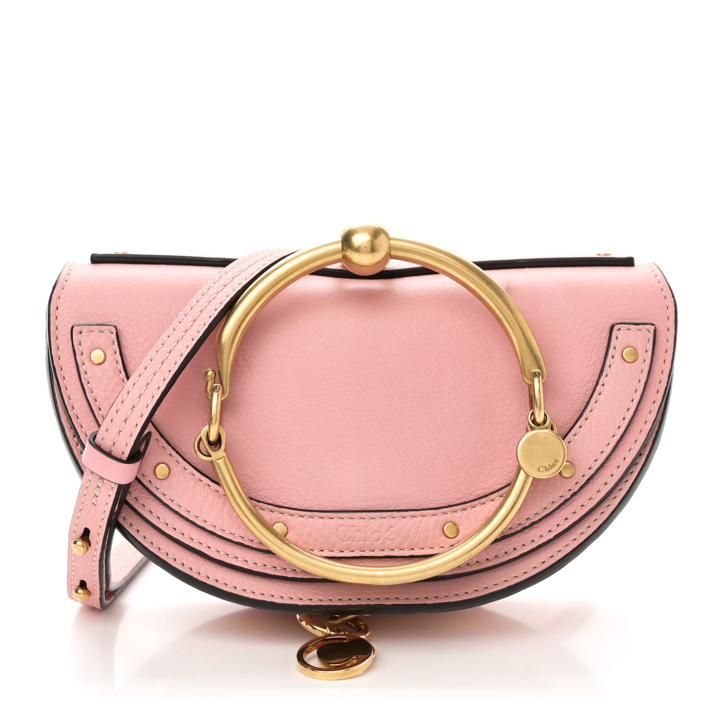 Calfskin Small Nile Bracelet Minaudiere Bag Washed Pink
