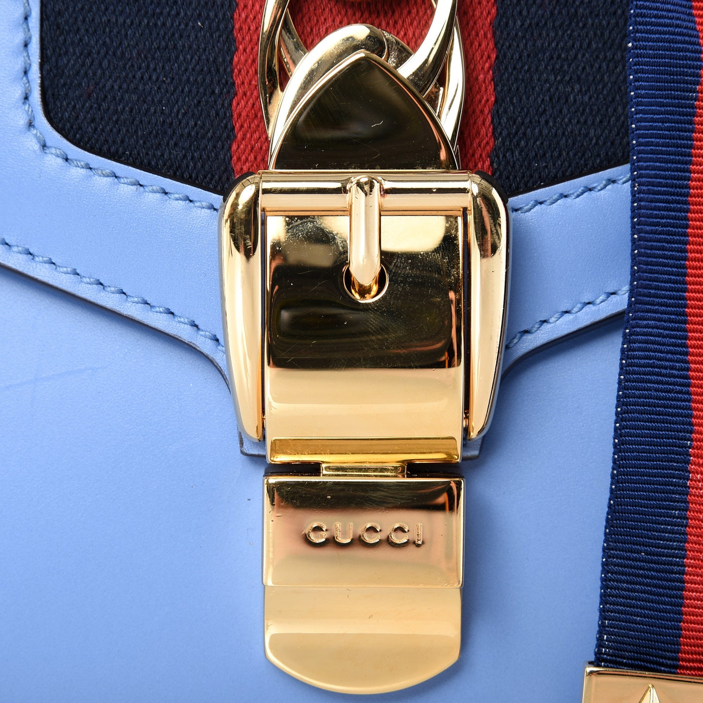 Calfskin Mini Sylvie Chain Shoulder Bag Clear Sky Blue