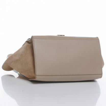 Celine Calfskin and Suede Small Bi-Color Trapeze Beige Black 4 of 7
