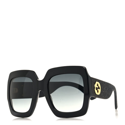Gucci Square Frame GG0102S Sunglasses Glitter Black 1 of 8