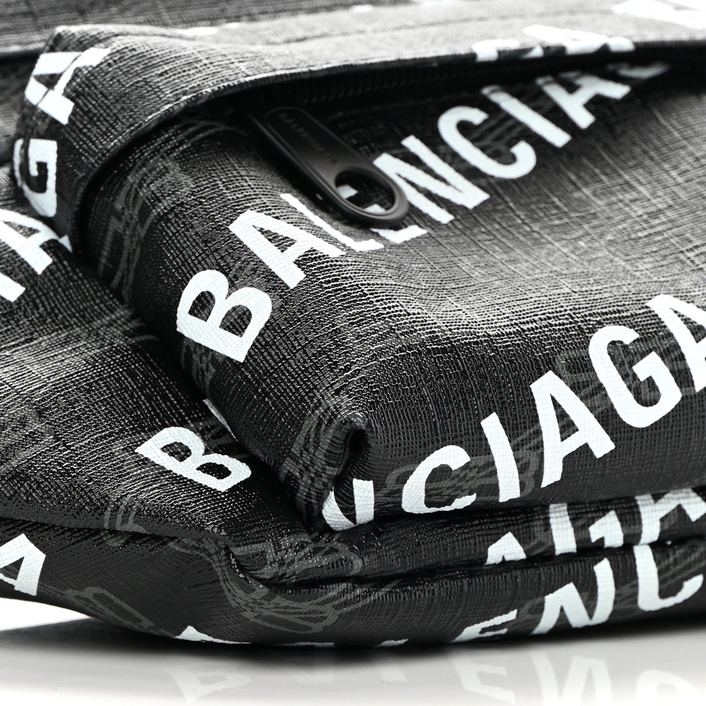 Coated Canvas BB Monogram Allover Logo Medium Signature Beltpack Black Grey White