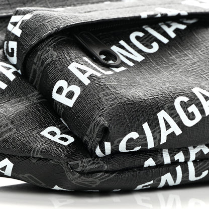 Balenciaga Coated Canvas BB Monogram Allover Logo Medium Signature Beltpack Black Grey White 9 of 10