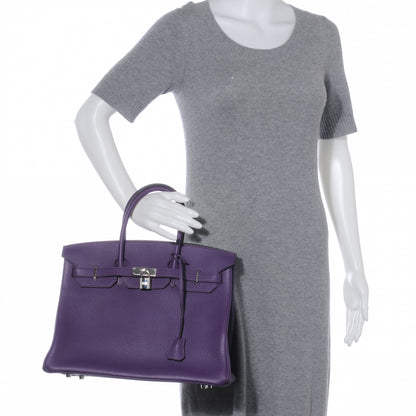 Hermes Taurillon Clemence Birkin 35 Ultraviolet 2 of 10