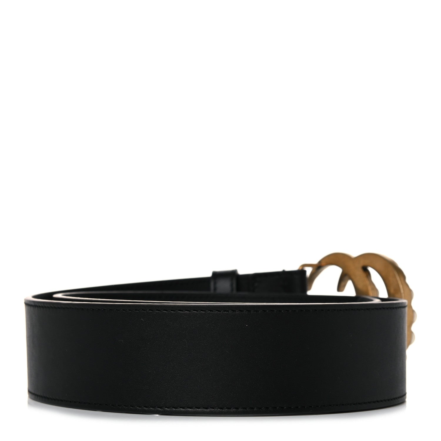 Gucci Moon Calfskin Pearl Double G 40mm Belt 80 32 Black Cream 2 of 4