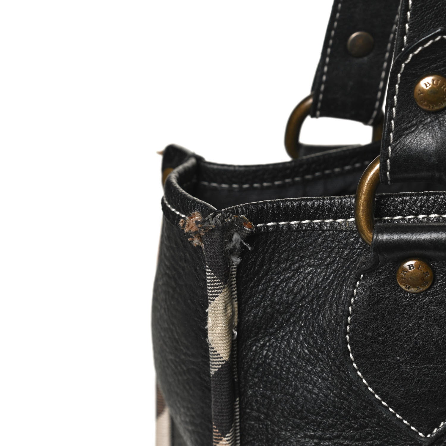 Burberry Calfskin Nova Check Trim Shoulder Bag Black 14 of 14