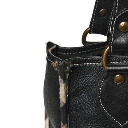 Burberry Calfskin Nova Check Trim Shoulder Bag Black 14 of 14