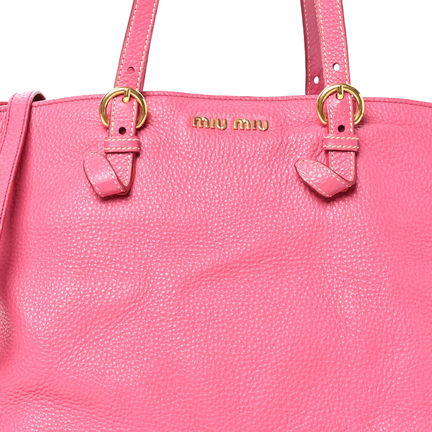 Miu Miu Vitello Daino Shopping Tote Peonia 6 of 8