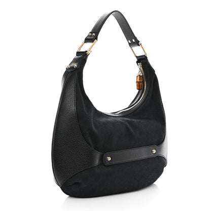 Gucci Monogram Bamboo Horsebit Amalfi Hobo Black 3 of 10