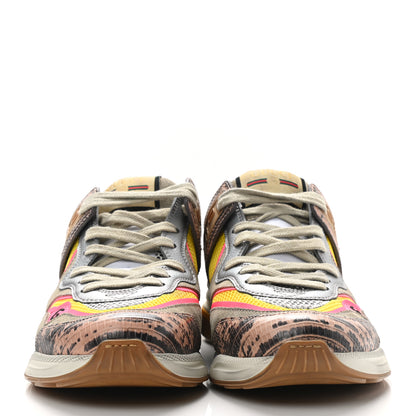 Gucci Suede Calfskin Tejus Printed Womens Ultrapace Sneakers 39.5 Pink Silver Oatmeal Yolk 2 of 8