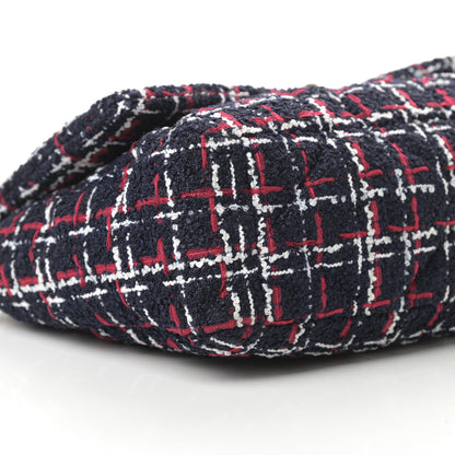 Chanel Tweed Quilted Medium Chanel 19 Flap Navy Blue White Red 9 of 11