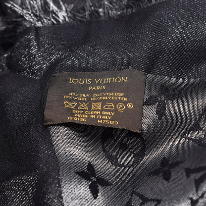 Louis Vuitton Silk Lurex Wool Monogram Shine Shawl Black 3 of 4