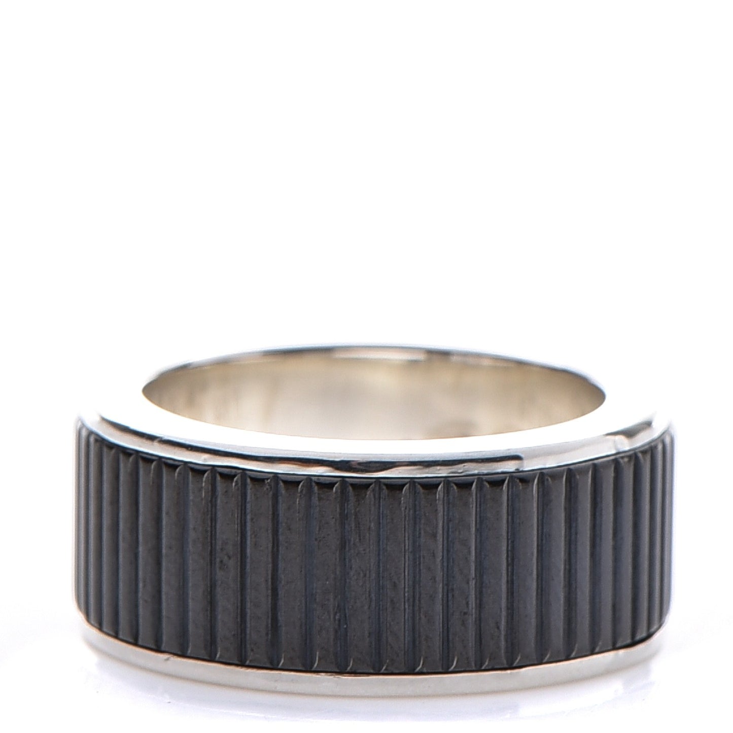 Sterling Silver 9mm Titanium Coin Edge Ring 5.75