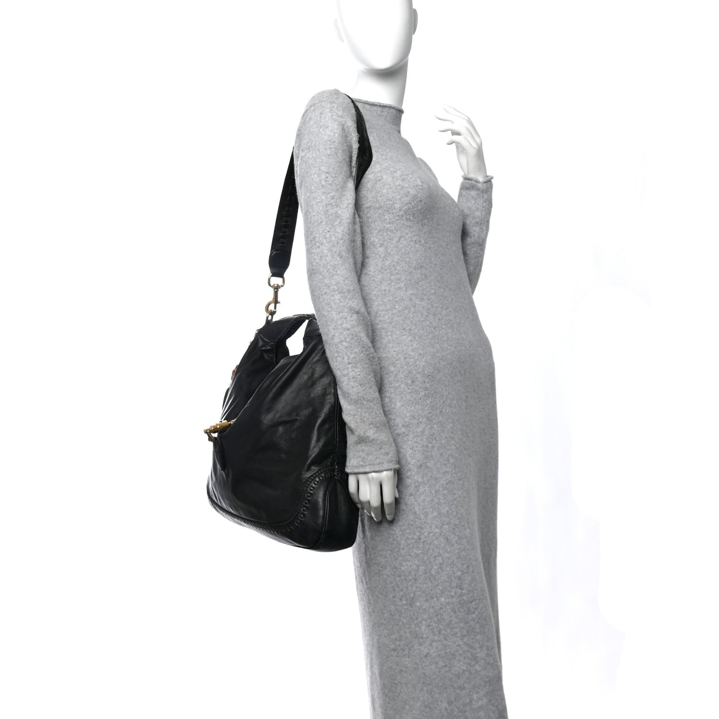 Calfskin Large New Jackie Hobo Black