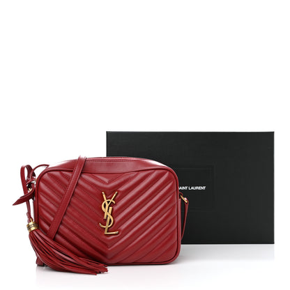 Saint Laurent Calfskin Matelasse Monogram Lou Camera Bag Opyum Red 25 of 29