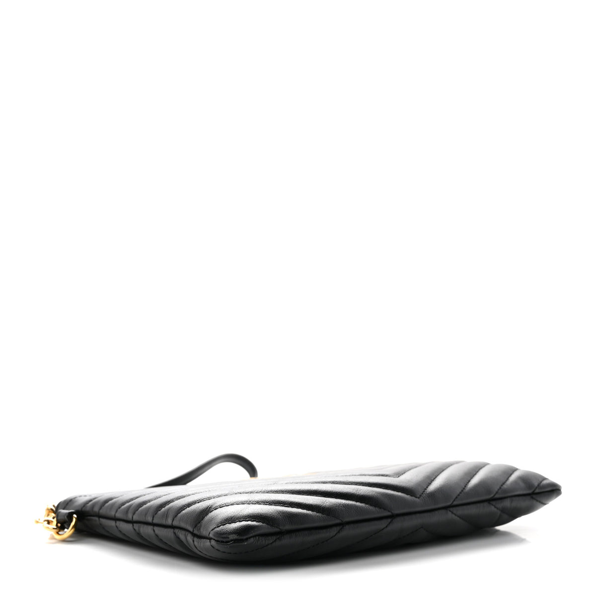 Saint Laurent Calfskin Matelasse Chevron Monogram A5 Wristlet Black 4 of 8