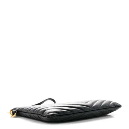Saint Laurent Calfskin Matelasse Chevron Monogram A5 Wristlet Black 4 of 8