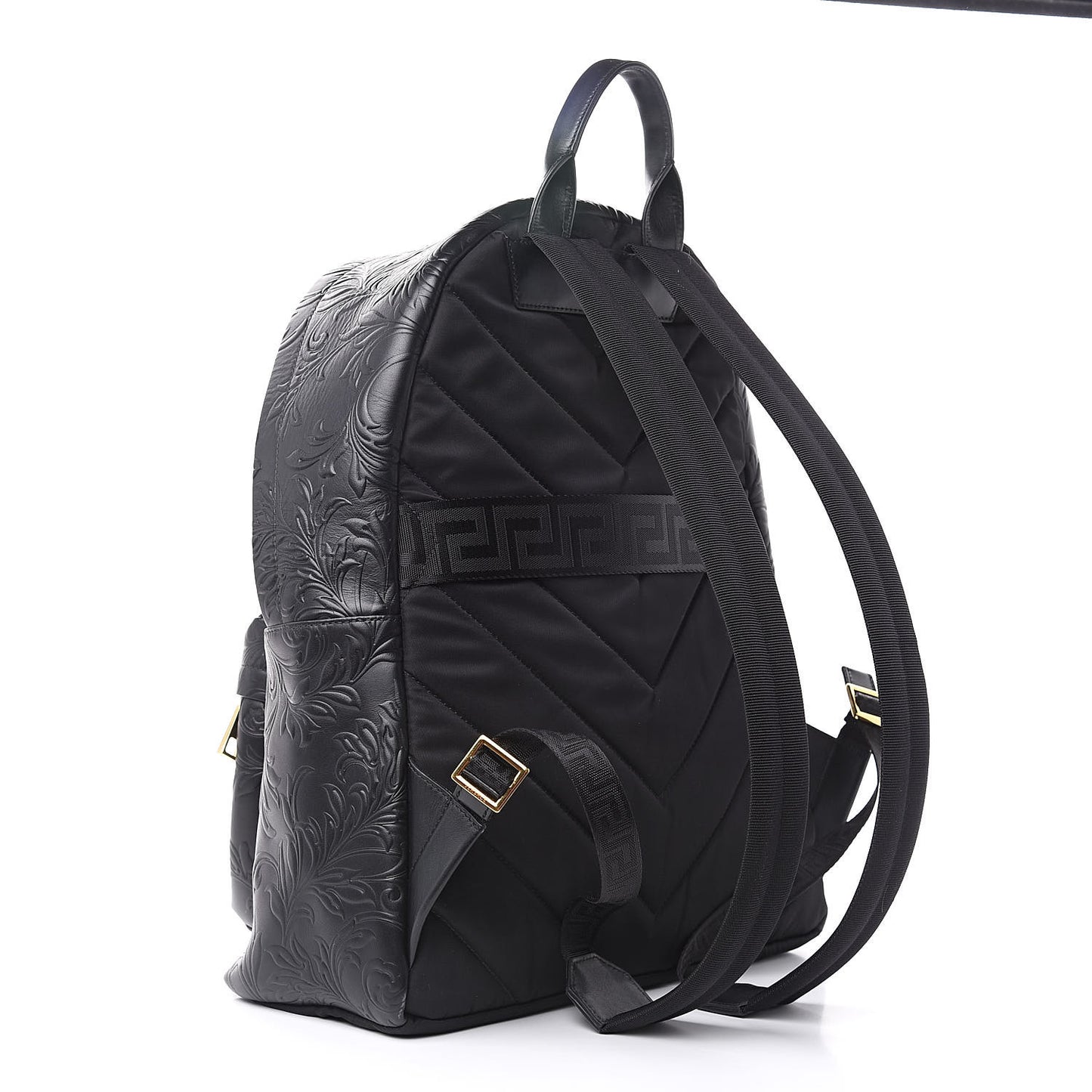 Calfskin Embossed Palazzo Medusa Backpack Black