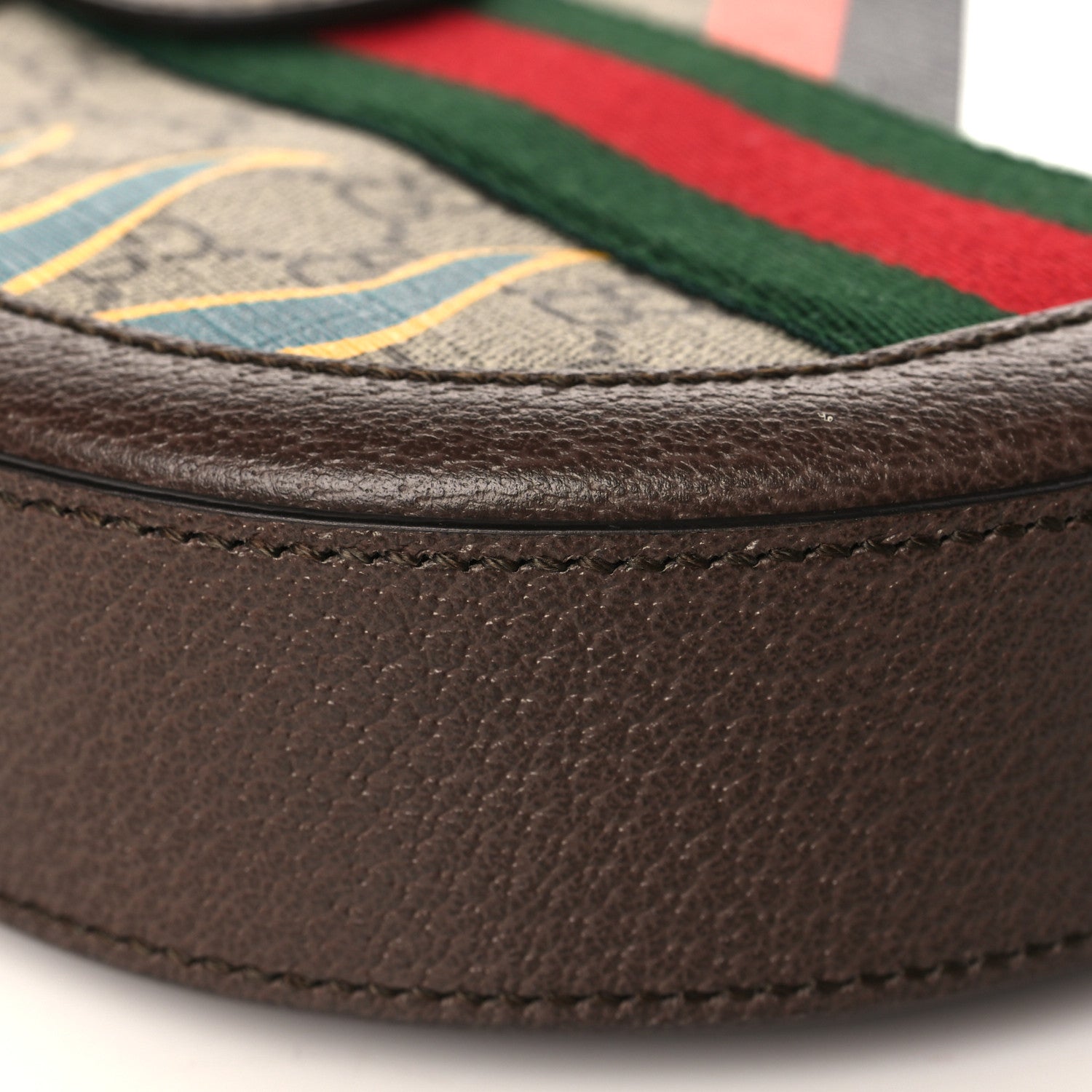 Gucci GG Supreme Monogram Equestrian Web Mini Ophidia Round Shoulder Bag Brown 8 of 10