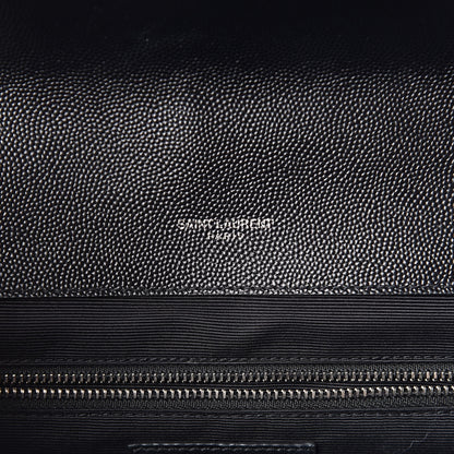 Saint Laurent Grain De Poudre Textured Mixed Matelasse Large Triquilt Monogram Satchel Black 9 of 11