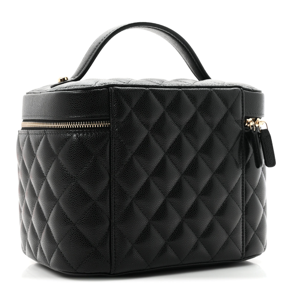 Caviar Quilted Large Vanity Pouch Black
