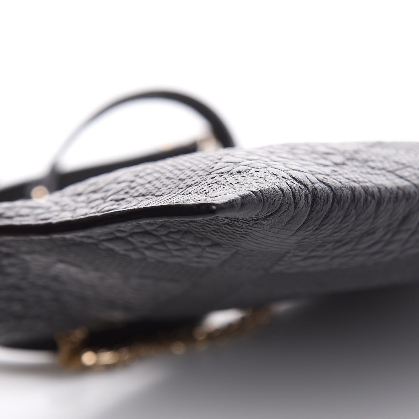 Signature Grain Calfskin Check Embossed Peyton Crossbody Clutch Bag Black