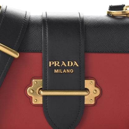 Prada City Calfskin Saffiano Cahier Bag Fuoco Black 9 of 9