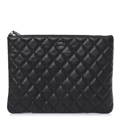 Chanel Metallic Caviar Quilted Medium Cosmetic Case Black 1 of 8